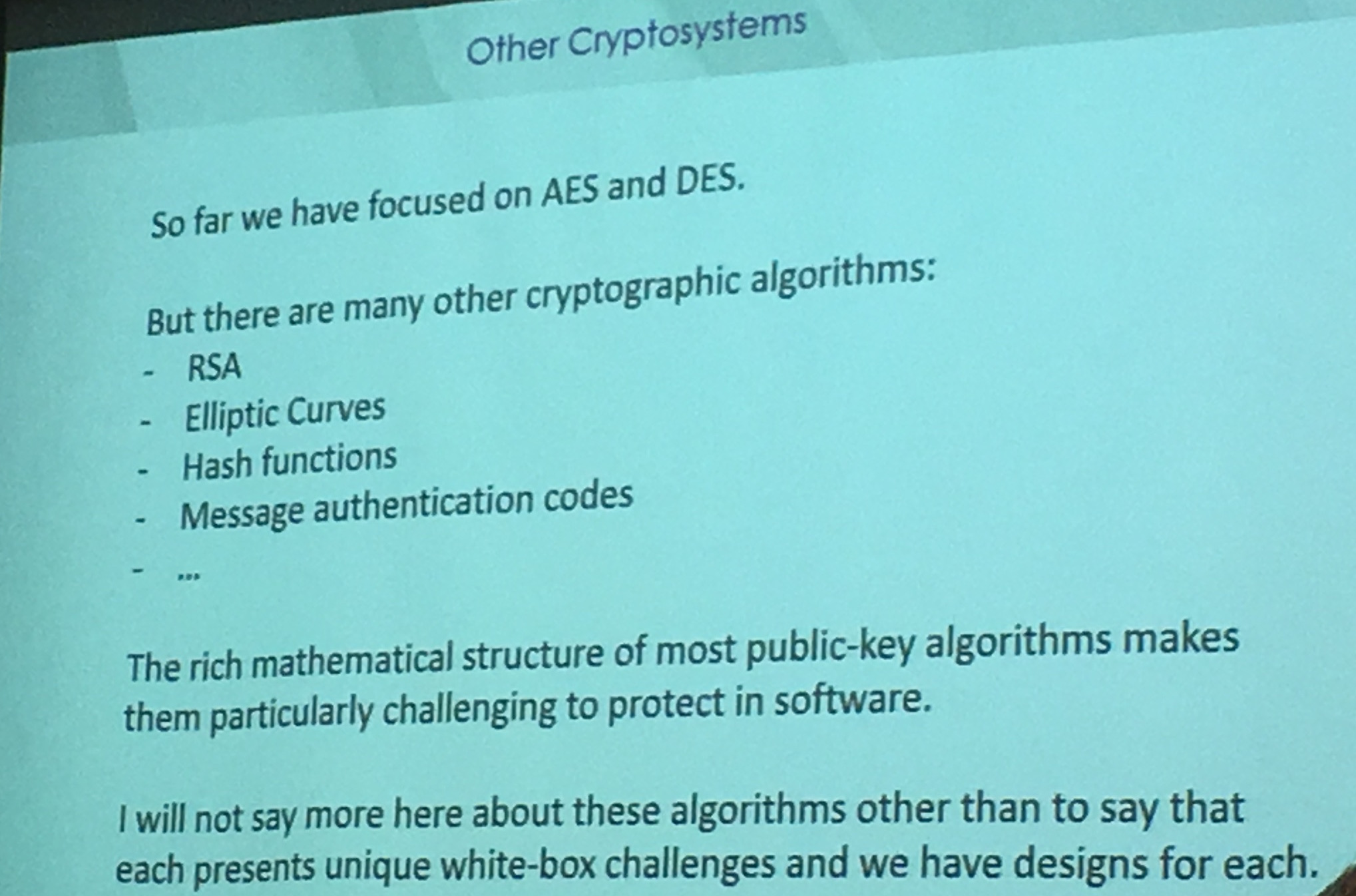 other cryptosystems