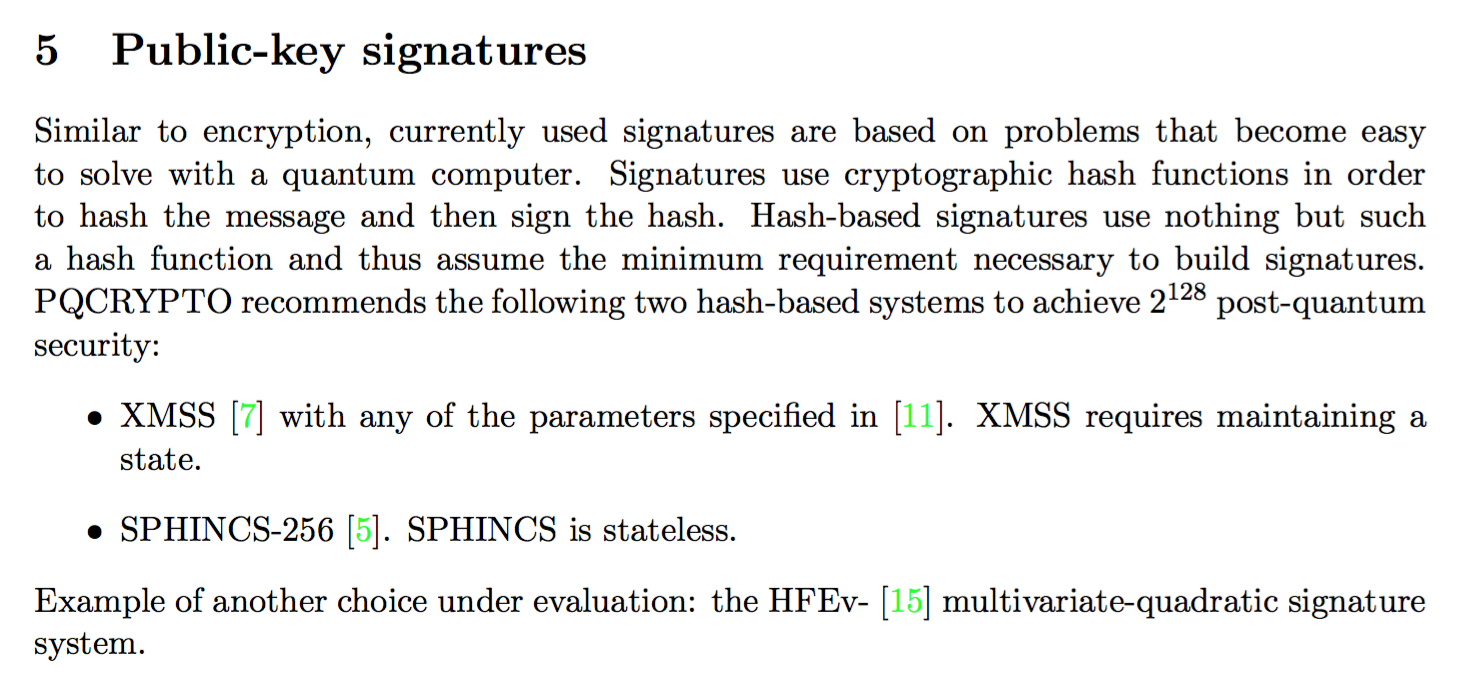 pqcrypto hashed based signatures